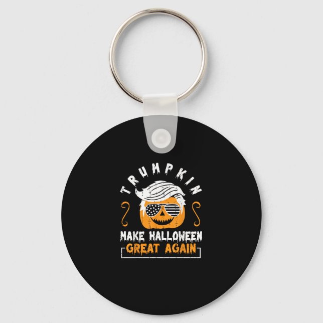 Trumpkin Make Halloween Great Again Funny Pumpkin  Key Ring (Front)