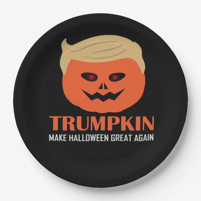 Trumpkin Make Halloween Great Again Funny Spooky P Paper Plate (Front)