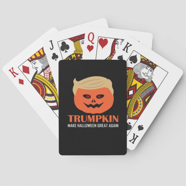 Trumpkin Make Halloween Great Again Funny Spooky P Playing Cards (Back)