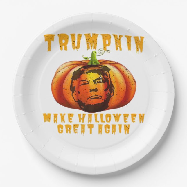 Trumpkin Make Halloween Great Again Graphic Funny  Paper Plate (Front)
