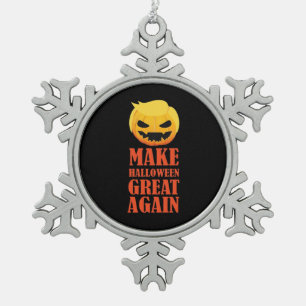 Trumpkin Make Halloween Great Again – MAGA Pumpkin Snowflake Pewter Christmas Ornament