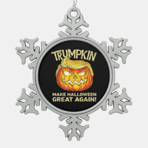 Trumpkin Make Halloween Great Again Men Funny Clas Snowflake Pewter Christmas Ornament