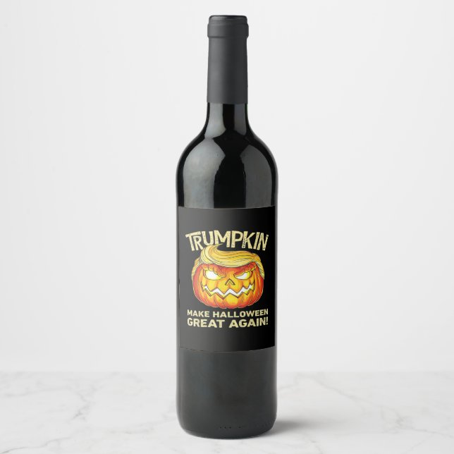 Trumpkin Make Halloween Great Again Men Funny Clas Wine Label (Front)