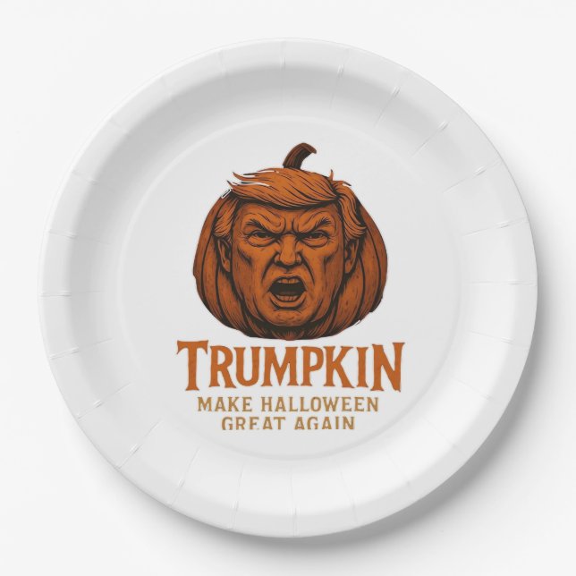Trumpkin... Make Halloween Great Again Paper Plate (Front)
