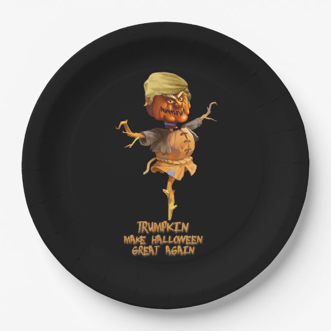 Trumpkin Make Halloween Great Again Paper Plate (Front)