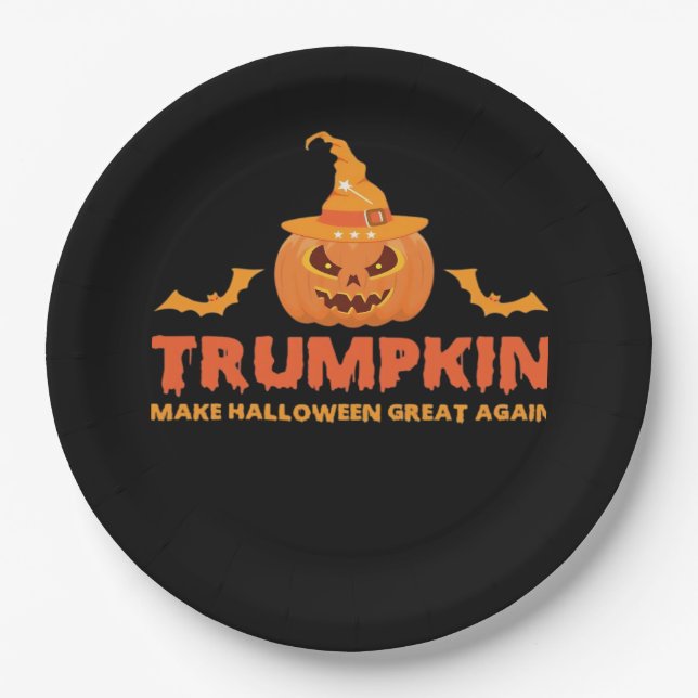 Trumpkin Make Halloween Great Again Paper Plate (Front)
