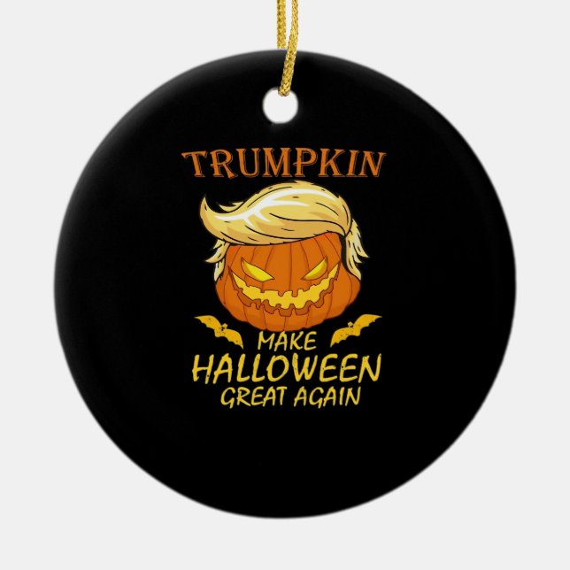 Trumpkin Make Halloween Great Again – Retro Pumpki Ceramic Ornament (Front)