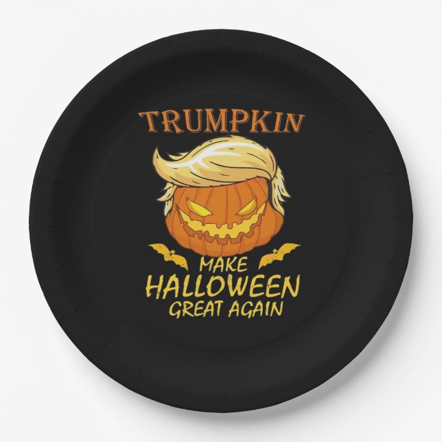 Trumpkin Make Halloween Great Again – Retro Pumpki Paper Plate (Front)