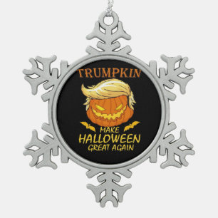 Trumpkin Make Halloween Great Again – Retro Pumpki Snowflake Pewter Christmas Ornament