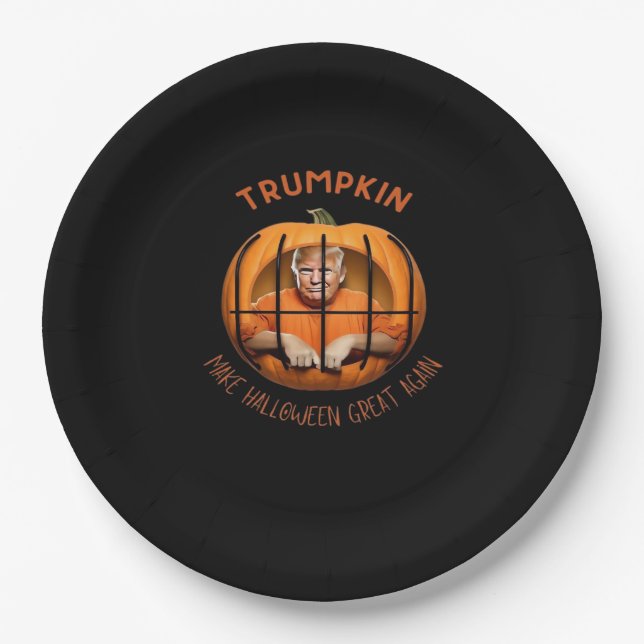 Trumpkin Make Halloween Great Again – Sloth Mask  Paper Plate (Front)