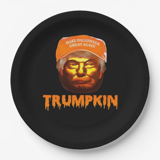 Trumpkin Make Halloween Great Again Sloth Paper Plate (Front)