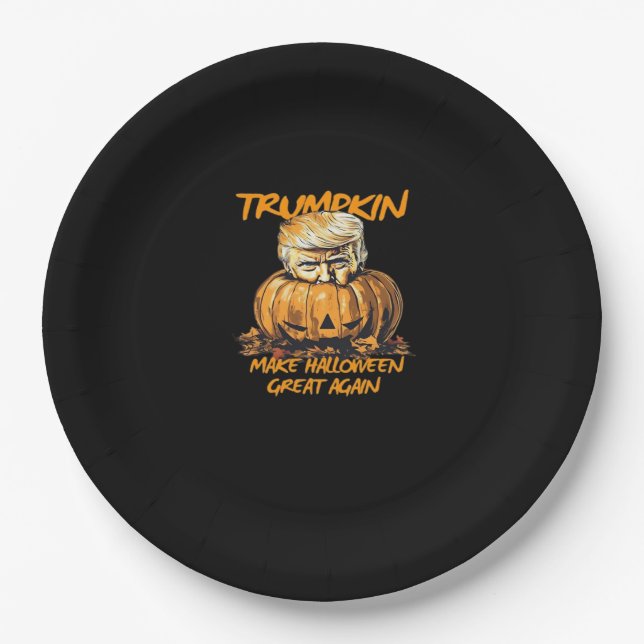 Trumpkin Make Halloween Great Again – Spooky Autum Paper Plate (Front)