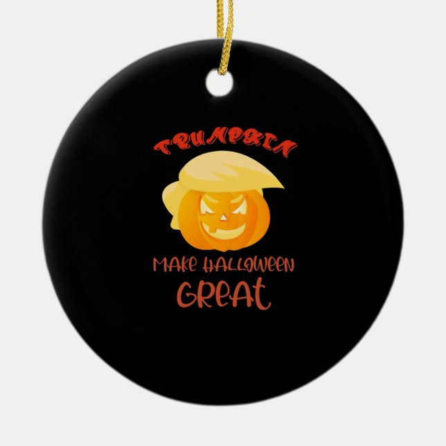 Trumpkin Make Halloween Great Classic Ceramic Ornament (Front)