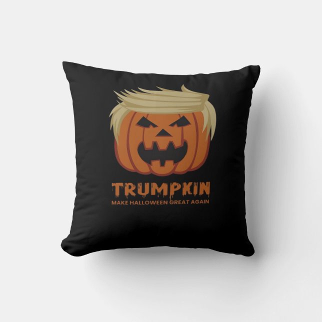 Trumpkin – Make Halloweens Great Again Funny Pumpk Cushion (Front)