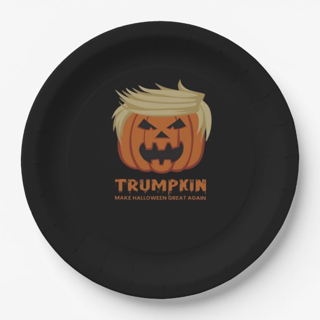 Trumpkin – Make Halloweens Great Again Funny Pumpk Paper Plate (Front)