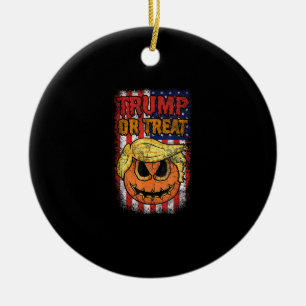 Trumpkin Or Treat Funny Halloween Trumpkin Ceramic Ornament