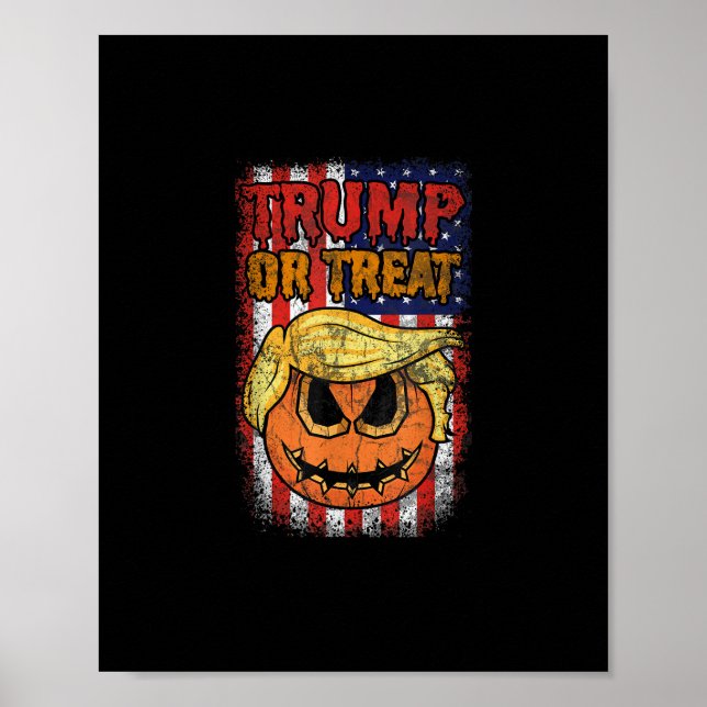 Trumpkin Or Treat Funny Halloween Trumpkin Poster (Front)