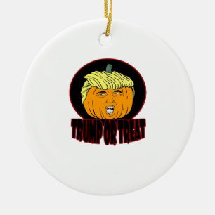 Trumpkin Or Treat Halloween Trumpkin Trick Or Trea Ceramic Ornament
