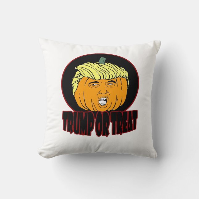 Trumpkin Or Treat Halloween Trumpkin Trick Or Trea Cushion (Front)
