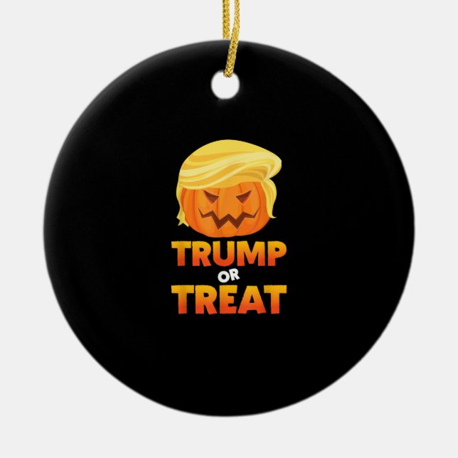 Trumpkin Or Treat Trumpkin Halloween Costume Ceramic Ornament (Front)