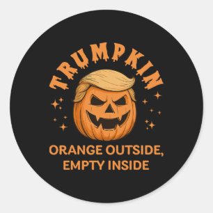 Trumpkin Orange Outside Empty Inside Funny Hallowe Classic Round Sticker