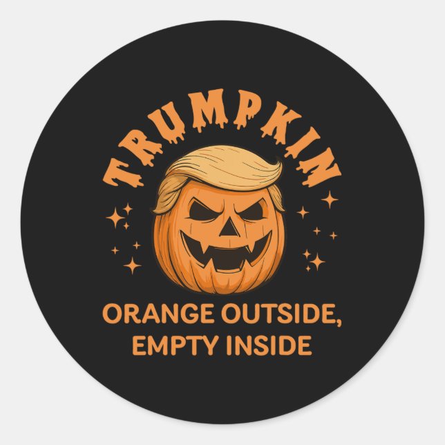 Trumpkin Orange Outside Empty Inside Funny Hallowe Classic Round Sticker (Front)