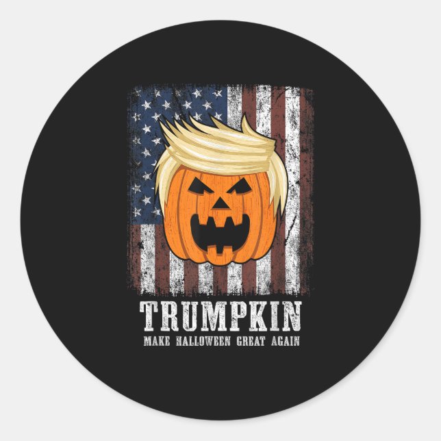 Trumpkin Patriotic Halloween Classic Round Sticker (Front)
