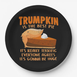 Trumpkin Pie Funny Design - Thanksgiving Party Hol Paper Plate