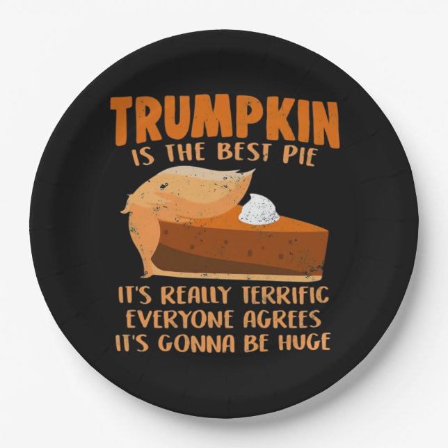 Trumpkin Pie Funny Design - Thanksgiving Party Hol Paper Plate (Front)