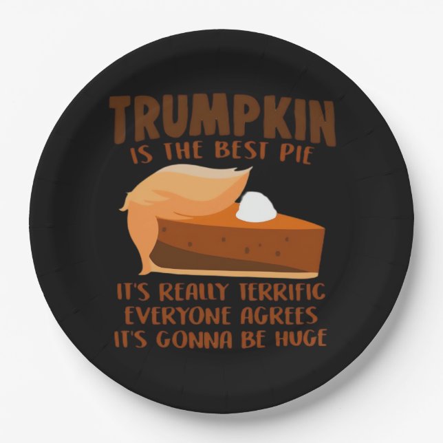 Trumpkin Pie Funny Thanksgiving Party Holiday Paper Plate (Front)