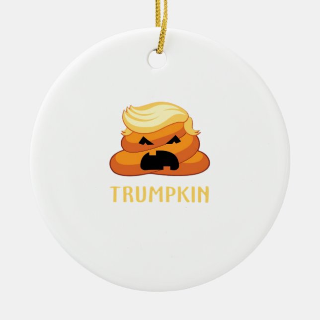Trumpkin Poop Funny Halloween Ceramic Ornament (Front)