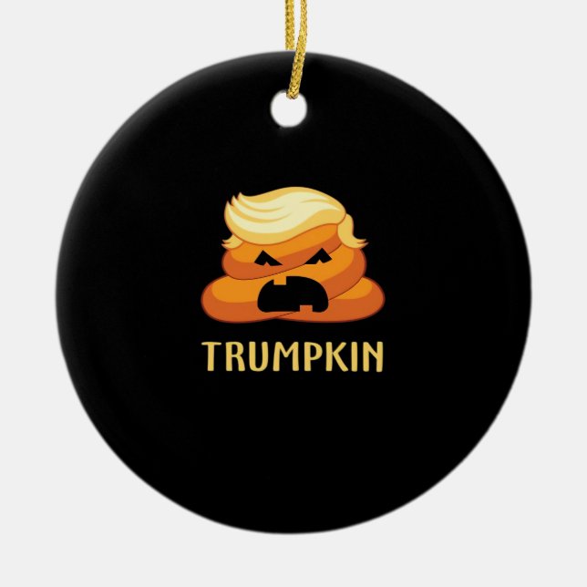 Trumpkin Poop Funny Halloween Ceramic Ornament (Front)
