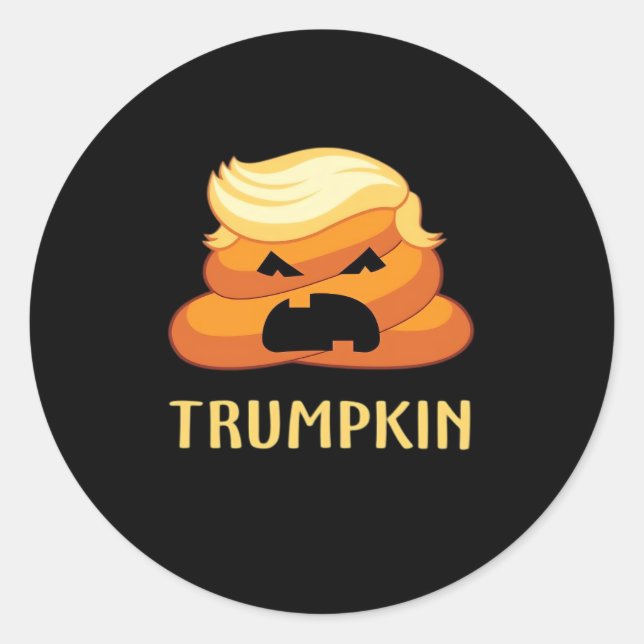 Trumpkin Poop Funny Halloween Classic Round Sticker (Front)