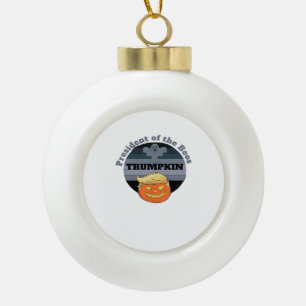 Trumpkin, President Of The Boos Halloween Ceramic Ball Christmas Ornament