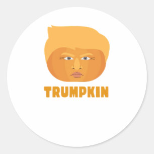 Trumpkin Pumpkin Funny Halloween Design Classic Classic Round Sticker