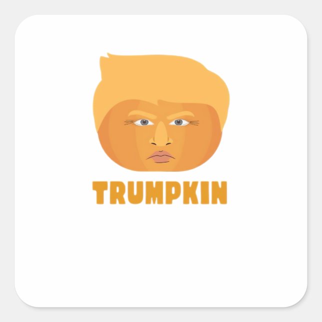 Trumpkin Pumpkin Funny Halloween Design Classic Square Sticker (Front)