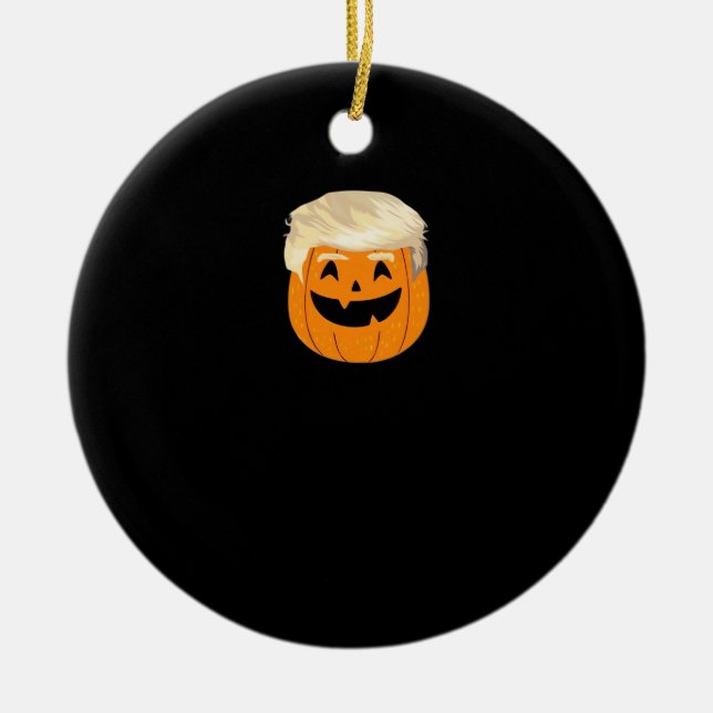 Trumpkin Pumpkin Halloween Classic Ceramic Ornament (Front)