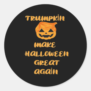 Trumpkin Pumpkin Halloween Design – Funny Autumn Q Classic Round Sticker