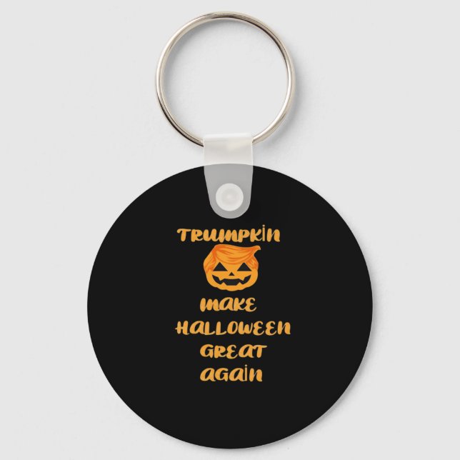 Trumpkin Pumpkin Halloween Design – Funny Autumn Q Key Ring (Front)