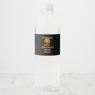 Trumpkin Pumpkin Halloween Design – Funny Autumn Q Water Bottle Label