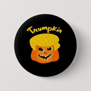 Trumpkin Pumpkin Halloween Design – Retro Slogan  6 Cm Round Badge