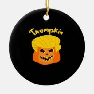 Trumpkin Pumpkin Halloween Design – Retro Slogan Ceramic Ornament