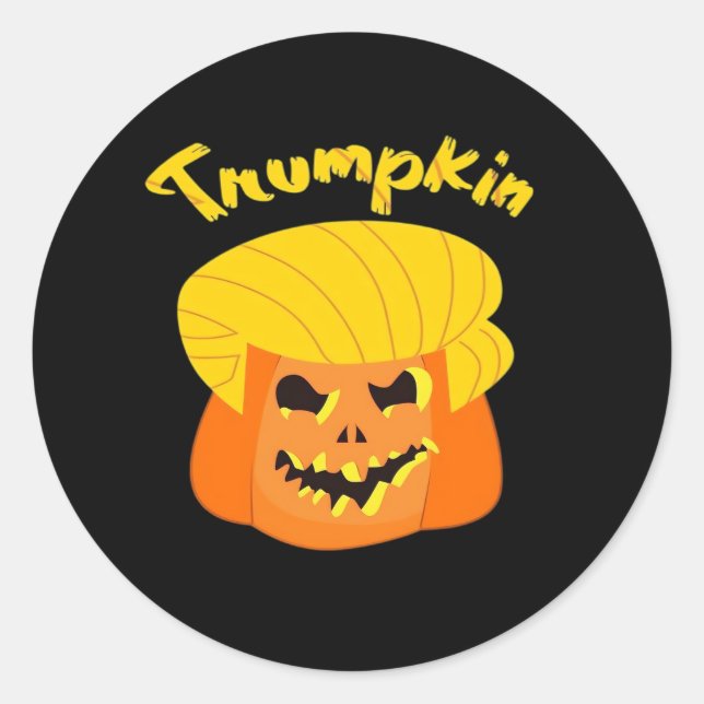 Trumpkin Pumpkin Halloween Design – Retro Slogan  Classic Round Sticker (Front)