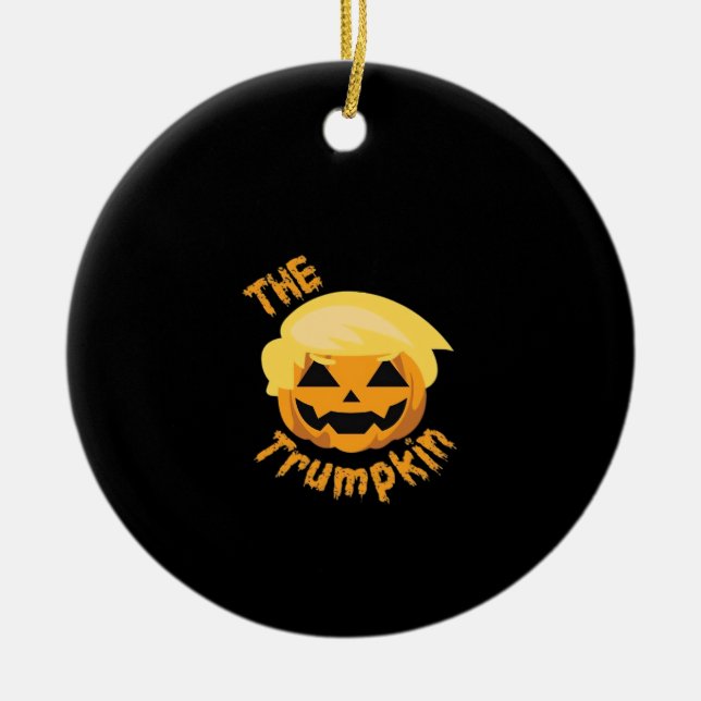 Trumpkin Pumpkin Halloween Design – Sloth Costume  Ceramic Ornament (Front)