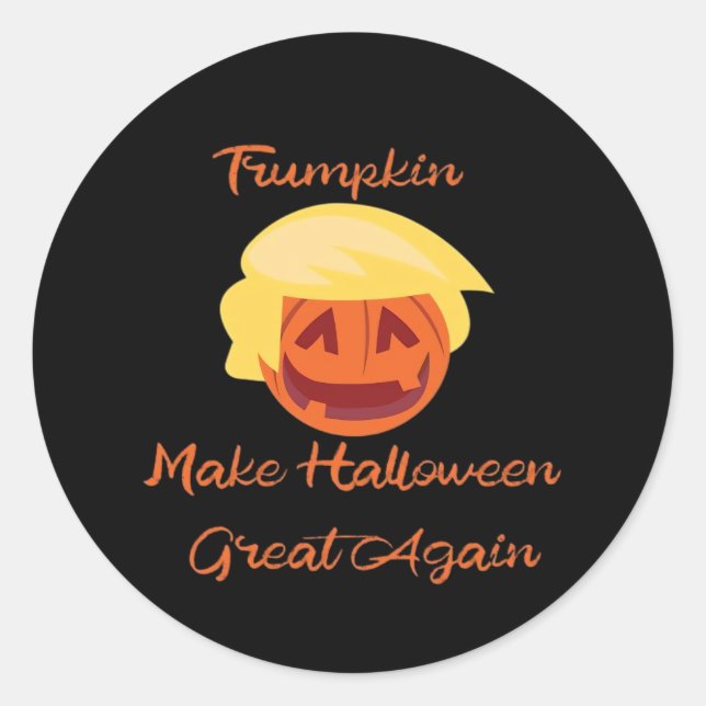 Trumpkin Pumpkin Halloween Design – Spooky Basic S Classic Round Sticker (Front)