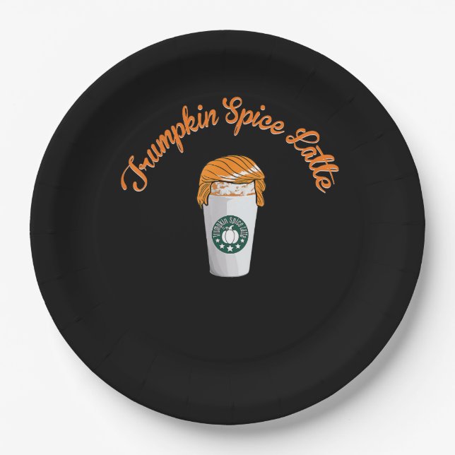 Trumpkin Pumpkin Spice Latte Holiday Coffee Paper Plate (Front)