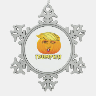Trumpkin – Scary Good Pumpkin  Snowflake Pewter Christmas Ornament