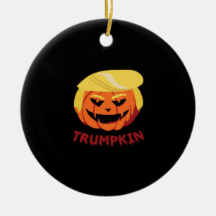 Trumpkin Scary Halloween Gift Classic Ceramic Ornament