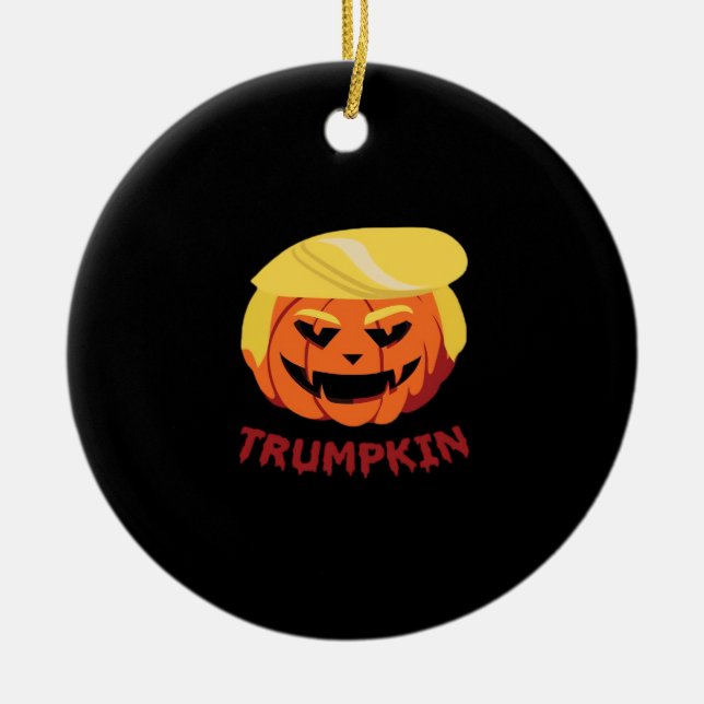 Trumpkin Scary Halloween Gift Classic Ceramic Ornament (Front)