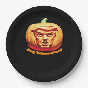 Trumpkin Scary Halloween Pumpkin Best Art Design C Paper Plate